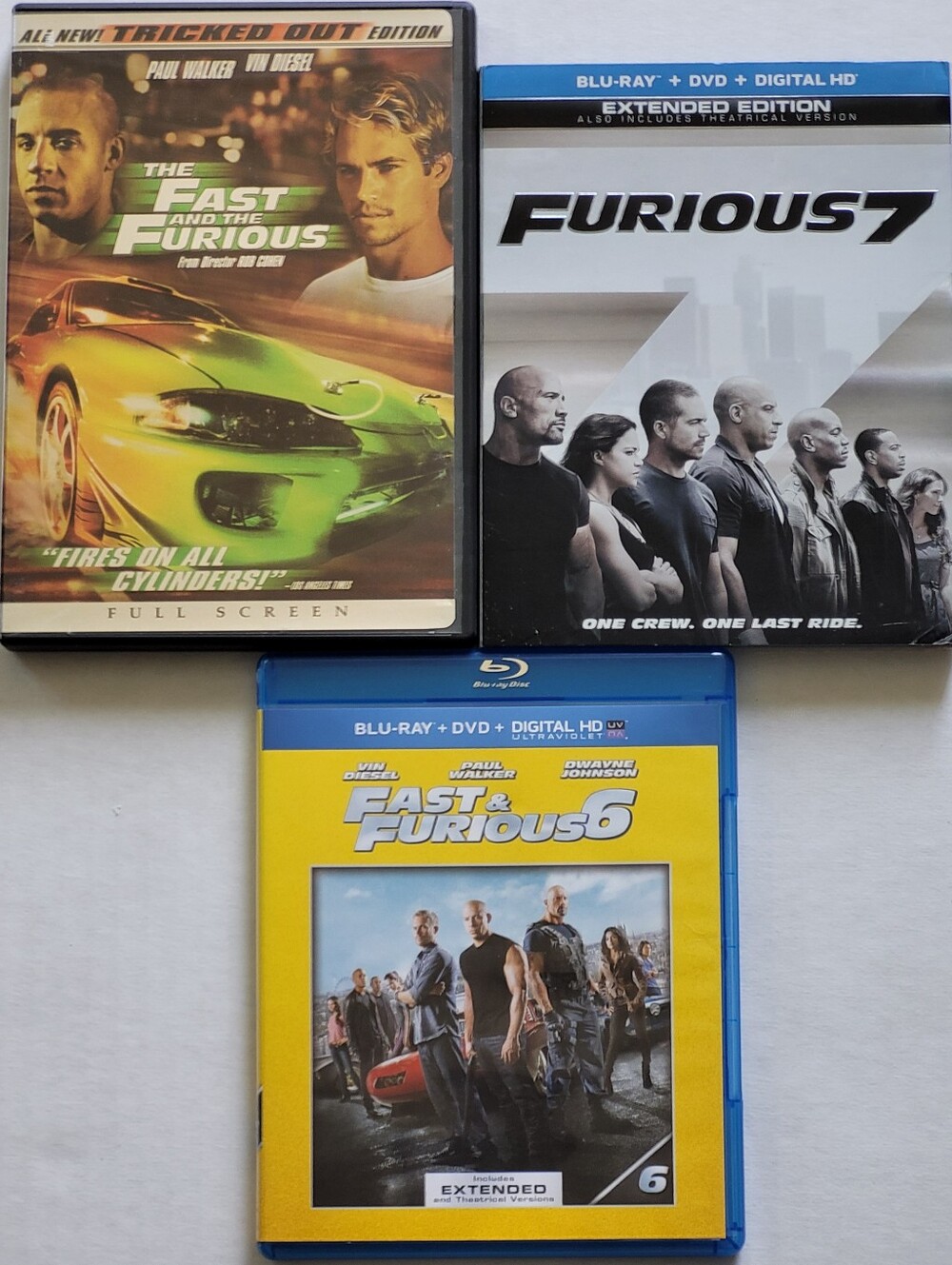 (Lot Of 3) DVD/Blu-ray Releases The Fast and the Furious Action Movie Franchise.